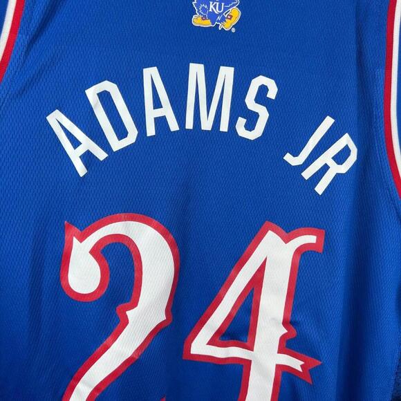 Adidas Kansas Jayhawks #24 Adams Jr Jersey Men’s L Royal Blue NCAA Basketball - Picture 5 of 9